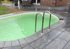Pool mit Steinen im Garten
